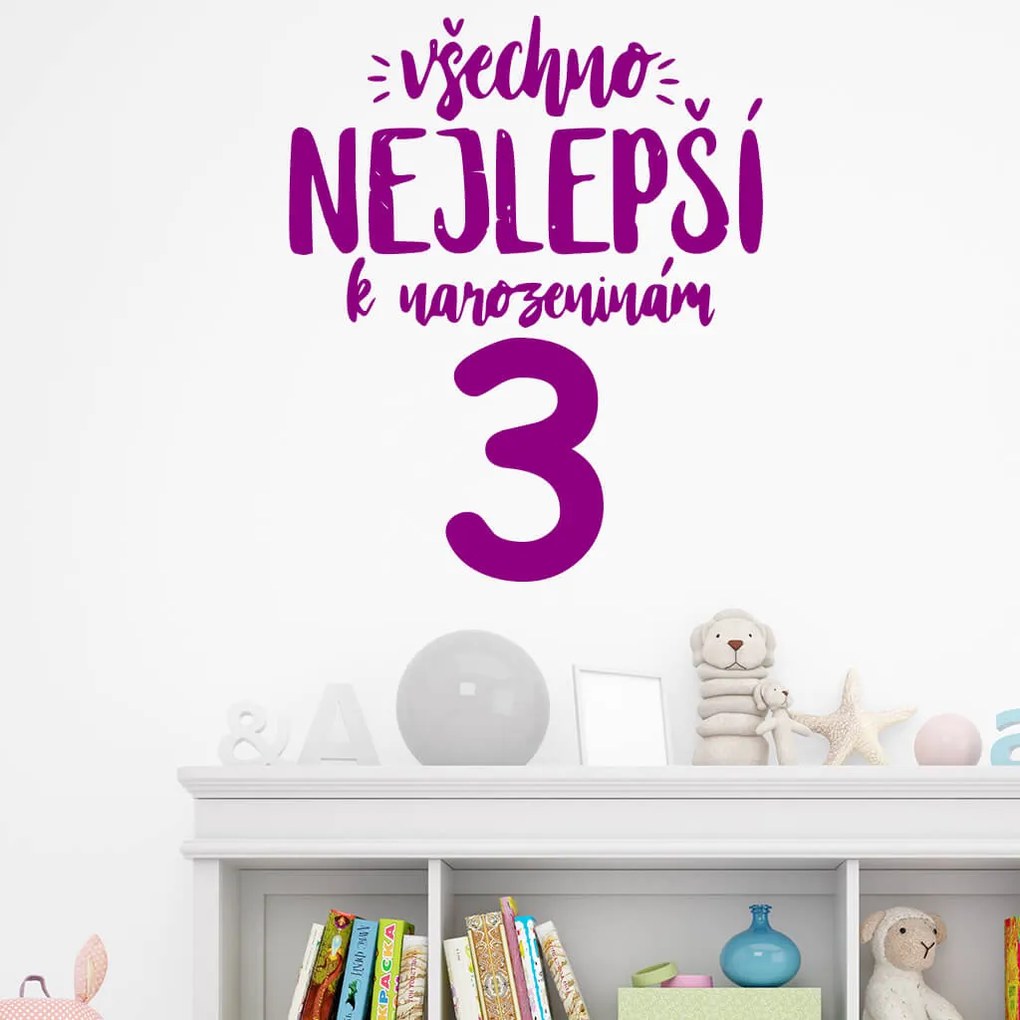 Veselá Stena Samolepka Všetko najlepšie Farba: šedá, Veľkosť: 80 x 67 cm