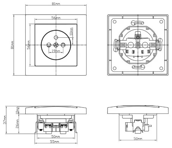 Elhard Zásuvka Vera, matná, biela - kompletná VZ6100W