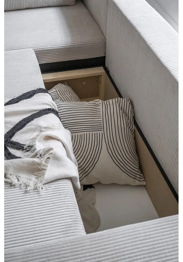 Biela menčestrová rozkladacia rohová pohovka (variabilná) Brave Dave – Miuform