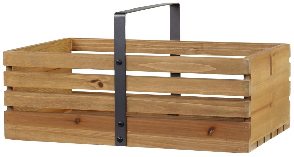 Hnedý antik drevený box s rukoväťou Apple Crate - 40*25*20 cm