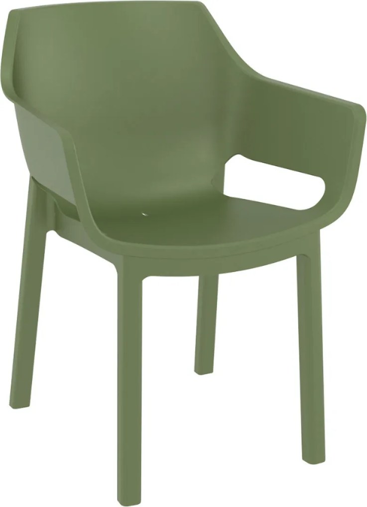 DORA záhradná stolička s podrúčkami olive green
