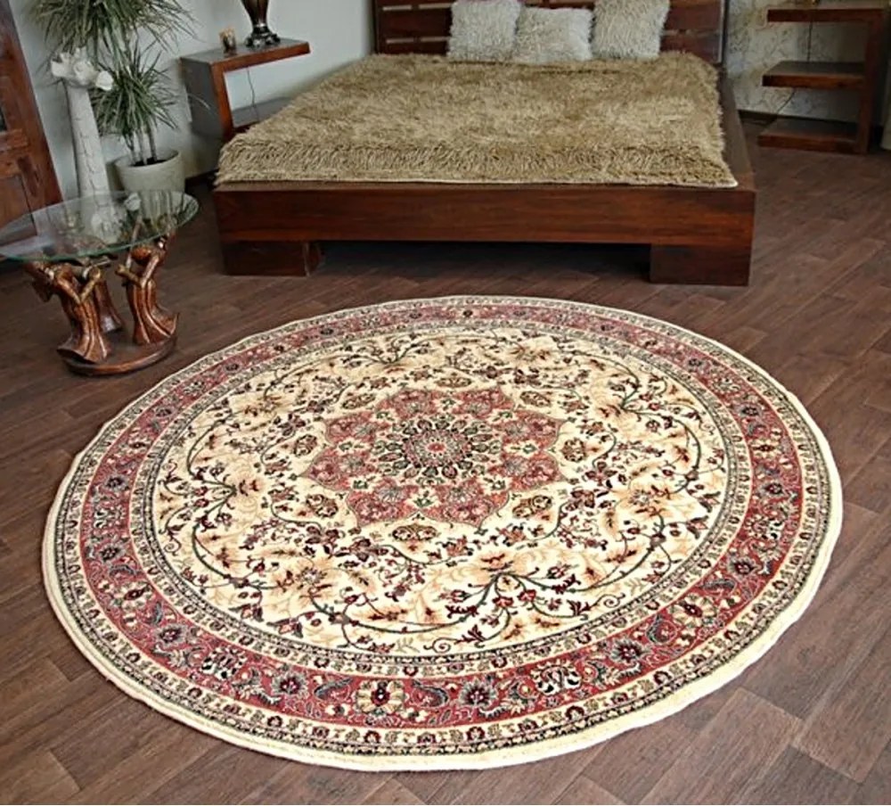 Luxusný kusový koberec akryl Kordoba béžový kruh, Velikosti 135x135cm