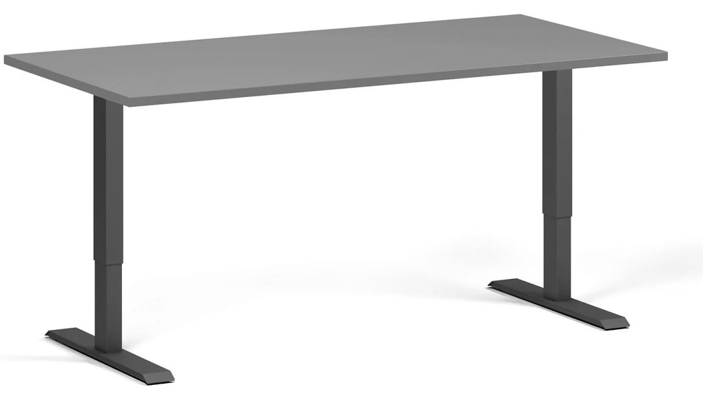Výškovo nastaviteľný stôl, 160x80 cm, 2 motory, čierna podnož, grafit