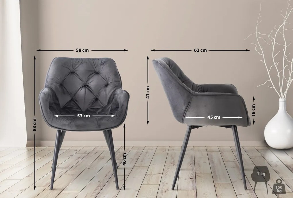 Stolička Tanna - zamat - Tmavo sivá