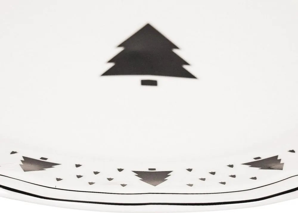 Krémový porcelánový dezertný tanierik so stromčekmi X-Mas Tree - Ø 15*1,5 cm