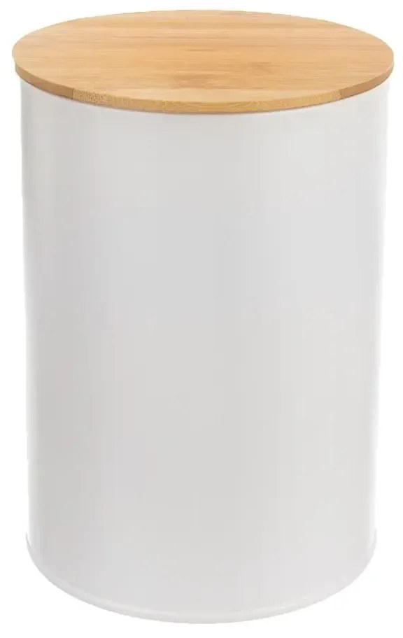 Orion Dóza na potraviny, plechová, biela, s bambusovým viečkom - 0,8l