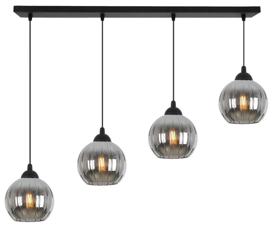 Závesné svietidlo Costa, 4x grafitové sklenené tienidlo, b
