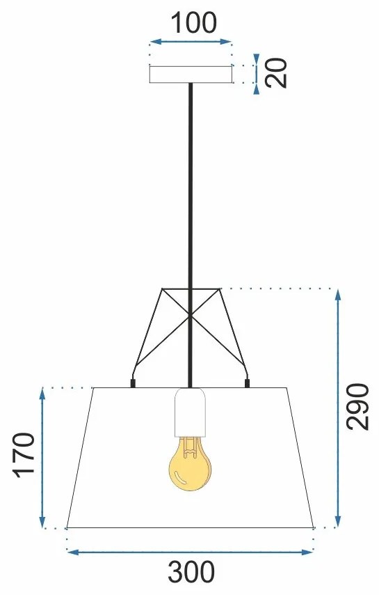 Toolight Toolight, závesná kovová stropná lampa 1xE27 APP423-1CP, biela, OSW-00553