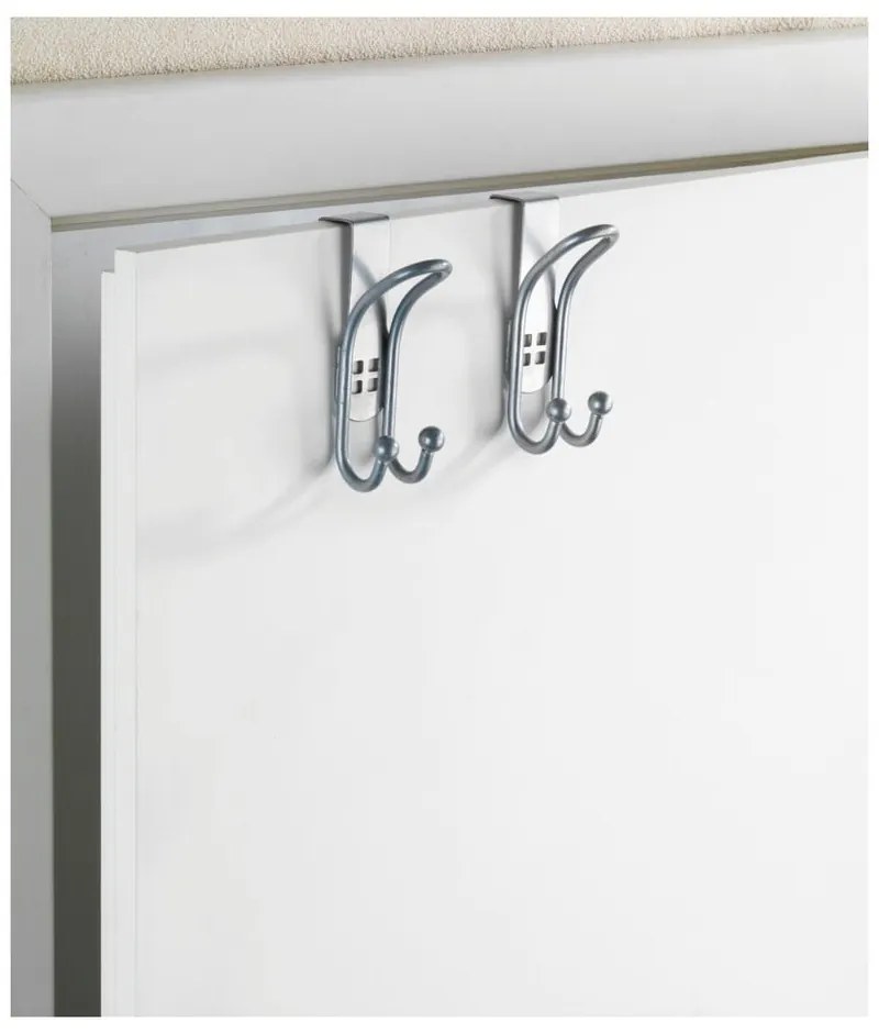 Súprava 2 závesných háčikov na dvere v striebornej farbe Wenko Door Hook
