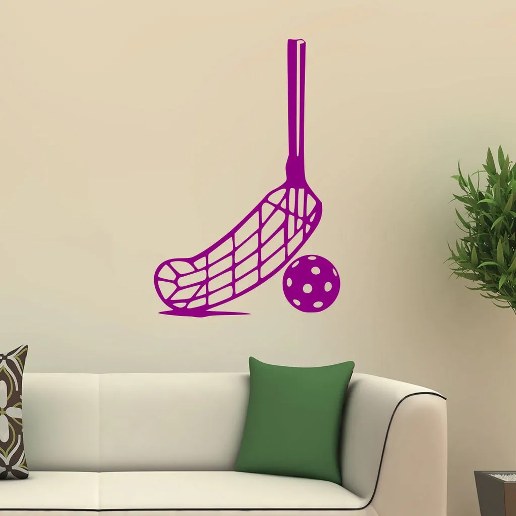 Veselá Stena Samolepka Florbalka a loptička Farba: žltá, Veľkosť: 80 x 53 cm