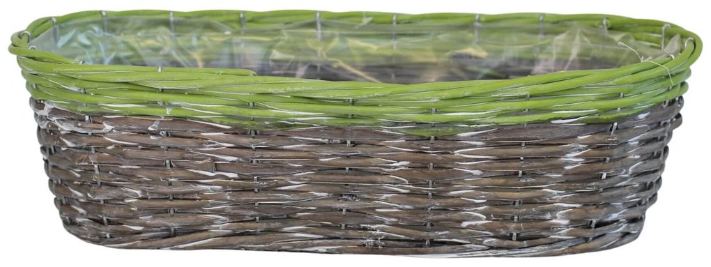 Hnedozelený oválný košík 42cm