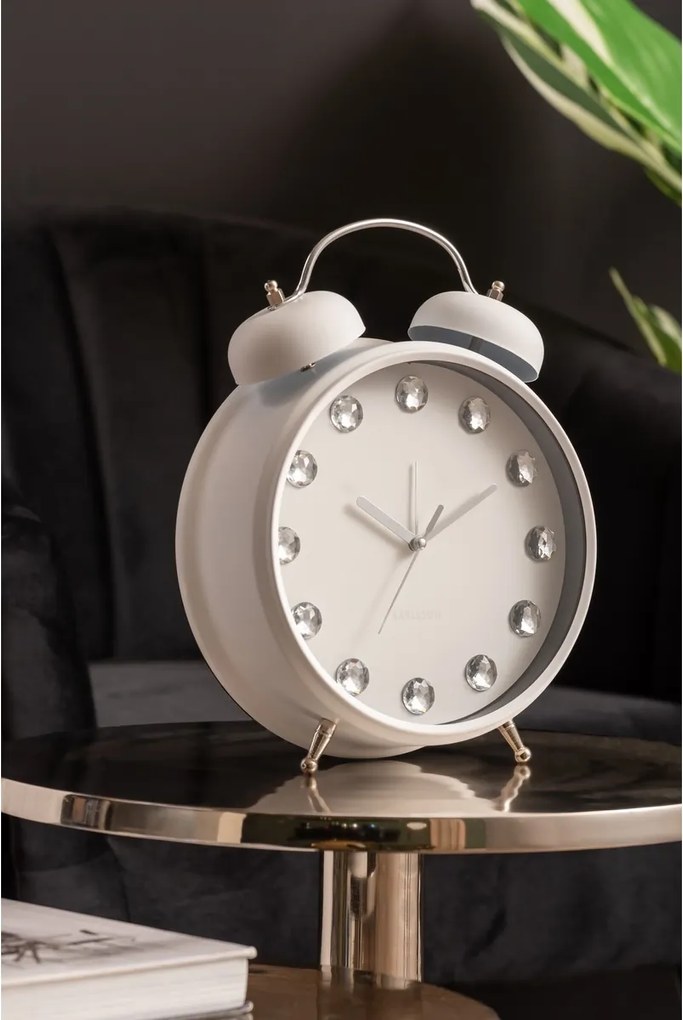 Karlsson 6019WH dizajnové stolné hodiny/budík biela, pr. 30 cm