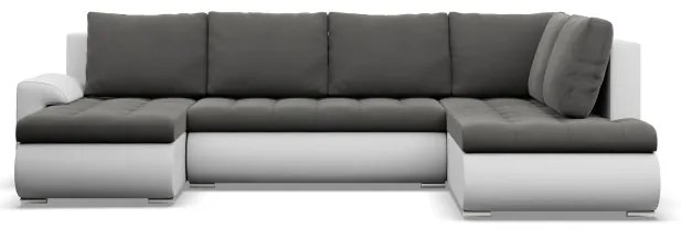 Sedacia súprava FORESTA v tvare U, pravá tmavosivá / biela