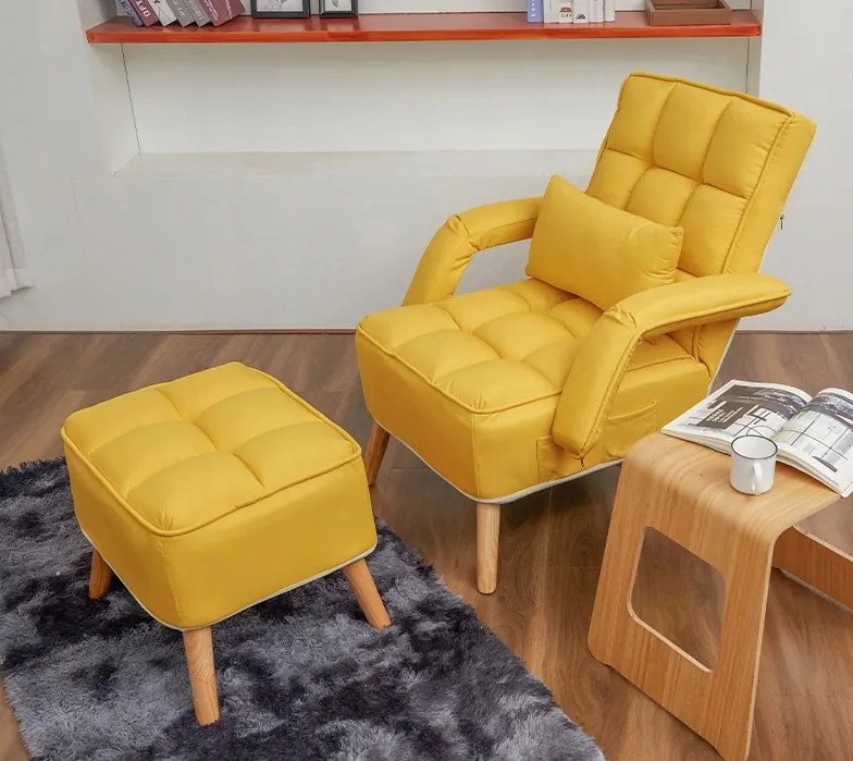 Relaxačné kreslo Carlos žlté s taburetkou