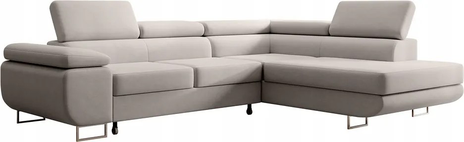 Rohová sedacia súprava Stiletto (p) (biela strieborná)