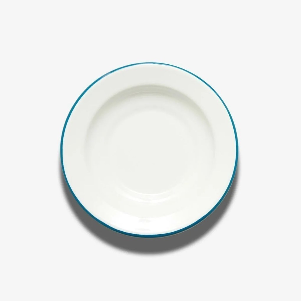 BORNN Hlboký smaltovaný tanier s modrou obrubou Ø 22 cm