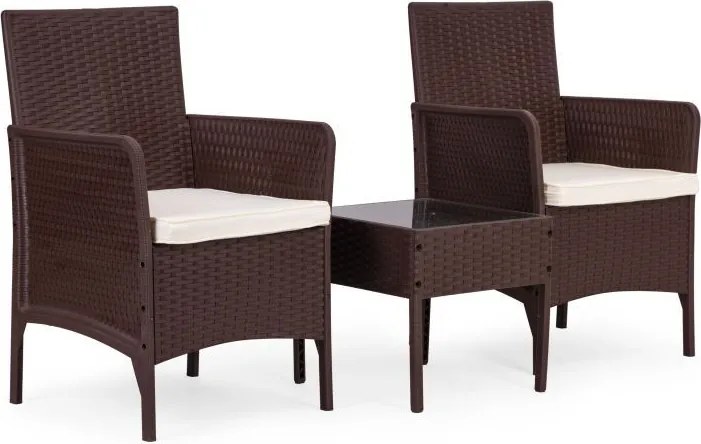 Záhradný ratanový nábytok - set 2 kreslá + stolík čierna