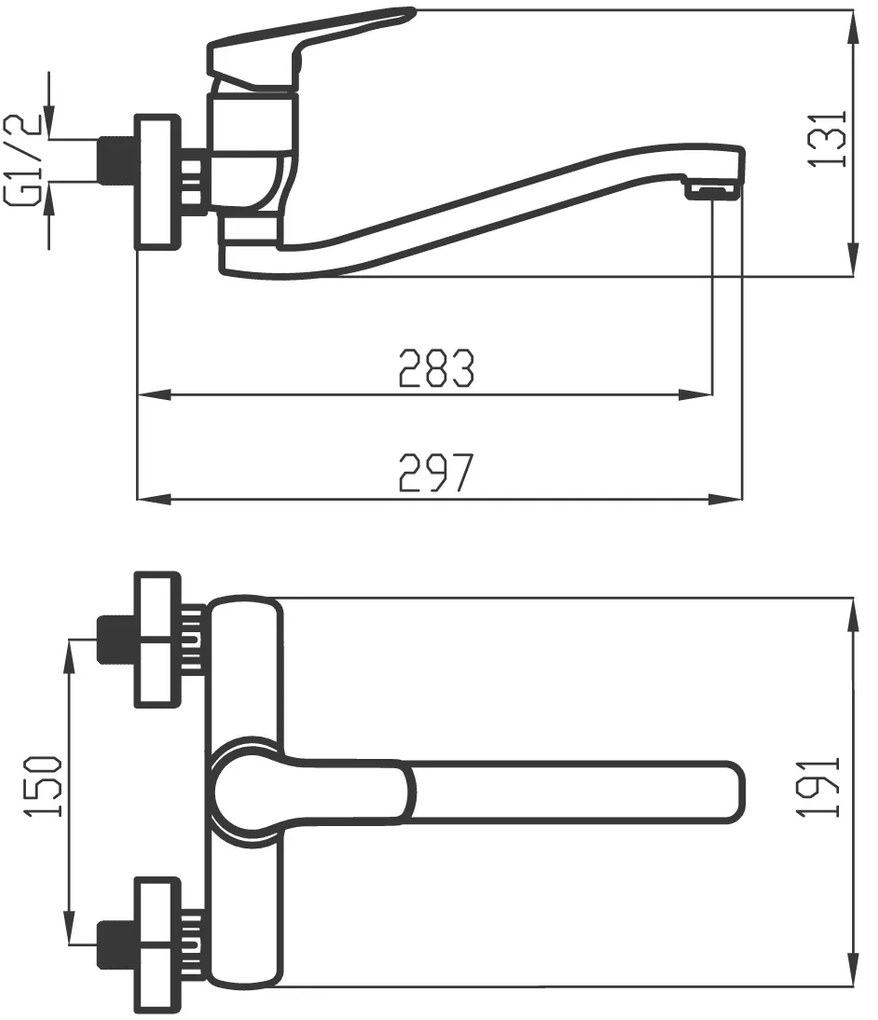 Novaservis Metalia 54, drezová umývadlová batéria 150 mm, chrómová, 54070-0