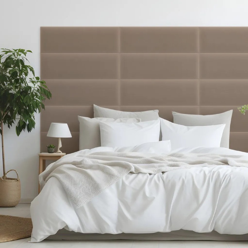 Zamatový čalúnený panel - Obdĺžnik - 80x20cm Farba: Béžová