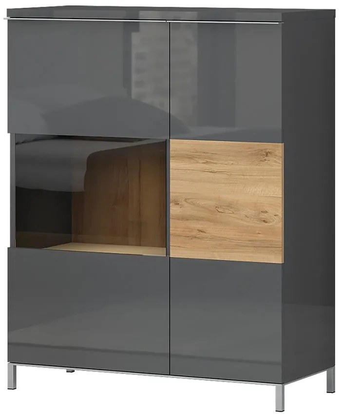 Vitrína Onyx V90-2KS/ON lakované anthracite/pacific walnut