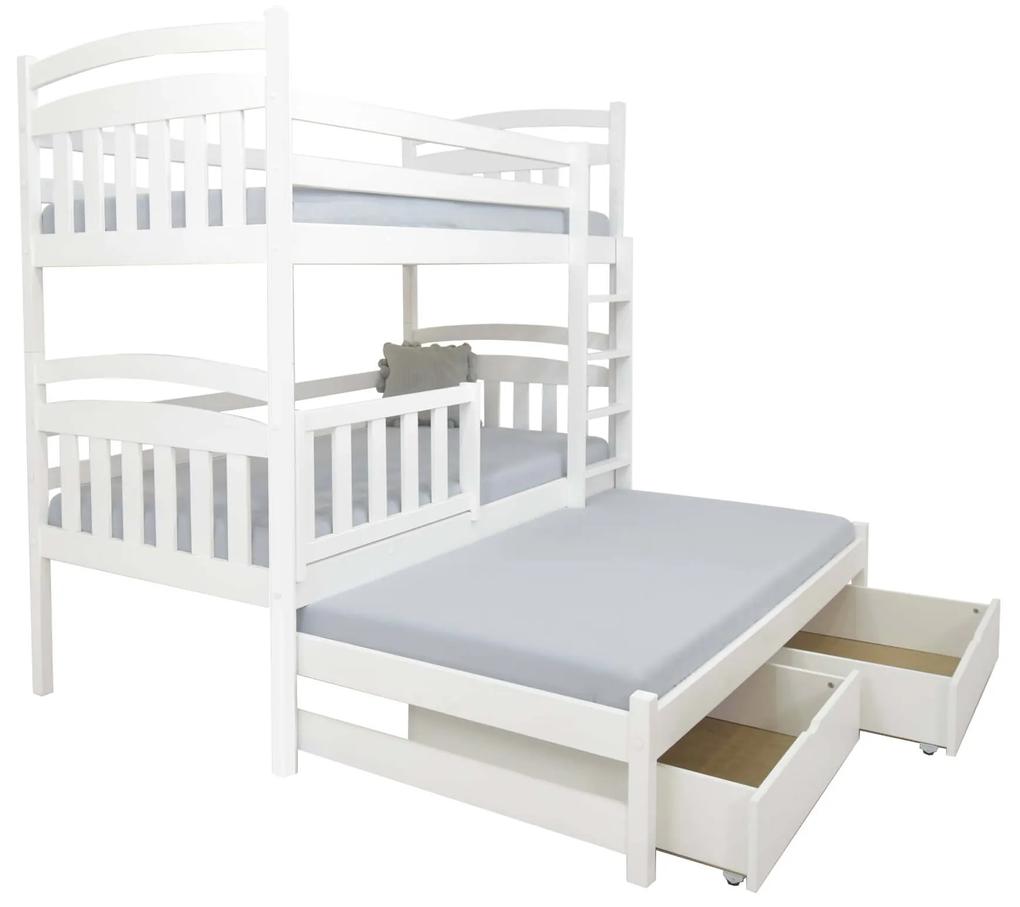 FA Poschodová posteľ s prístelkou Petra 1 200x90 Farba: Biela