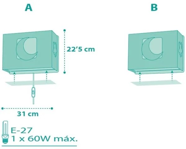 Dalber D-63238H - Detské nástenné svietidlo MOONLIGHT 1xE27/60W/230V