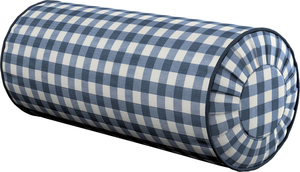 Valcový vankúš so záhybmi farba produktu tmavomodrá látka vzorované