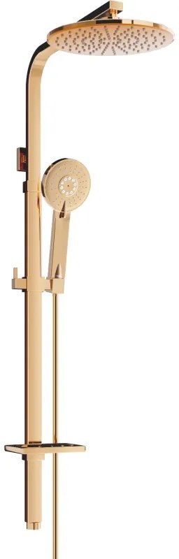 Mexen - Q40 sprchový set s hornou hlavicou 20x20, ružová-zlatá, 798404095-60