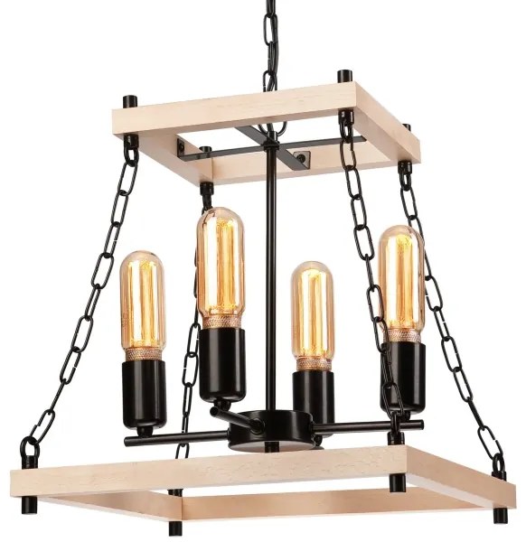 Luster na reťazi JASPER 4xE27/60W/230V buk/béžová