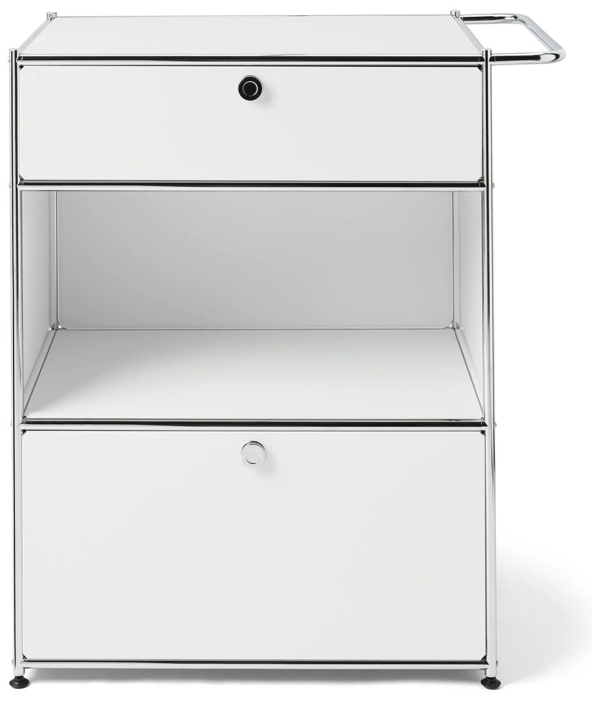 Kovová kávová komoda »CN3« s 2 zásuvkami, biela