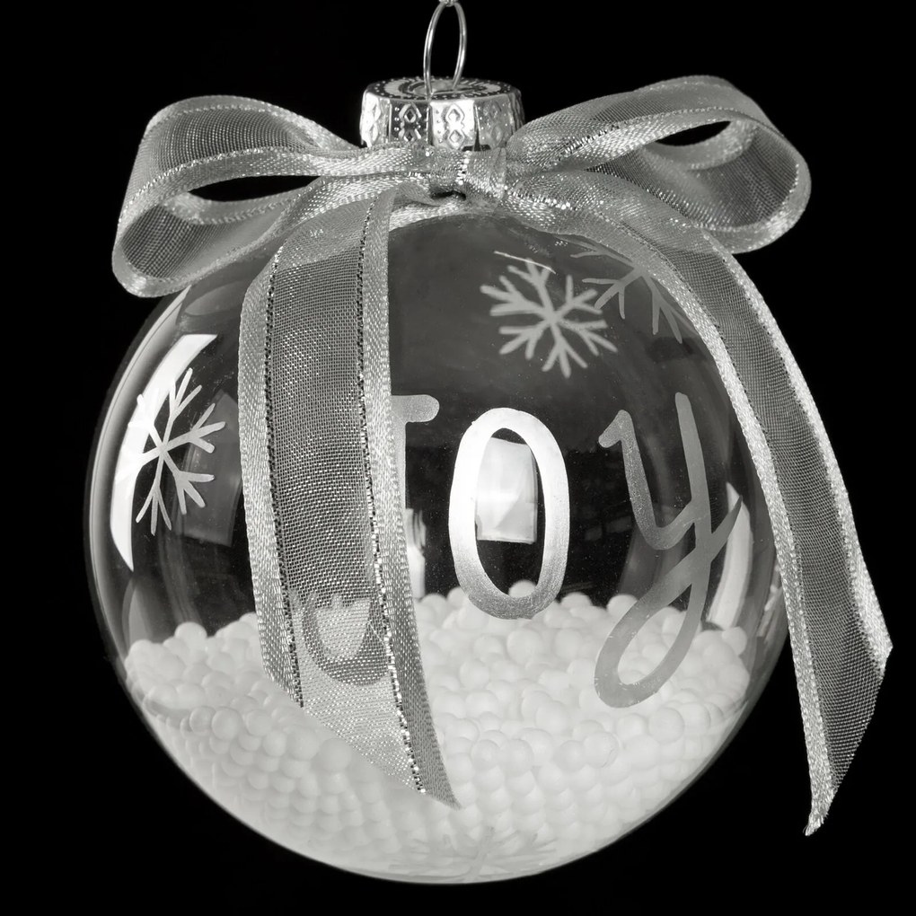 SKLENENÁ VIANOČNÁ BANKA NA STROMČEK SADA 4 KS (FI) 10 CM VZOROVANÁ