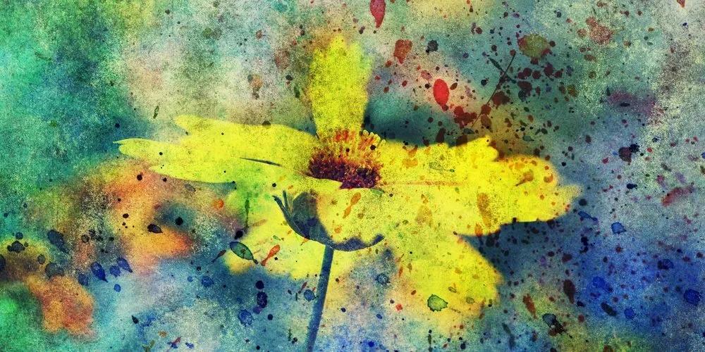Obraz žltý kvet s vintage nádychom - 120x60