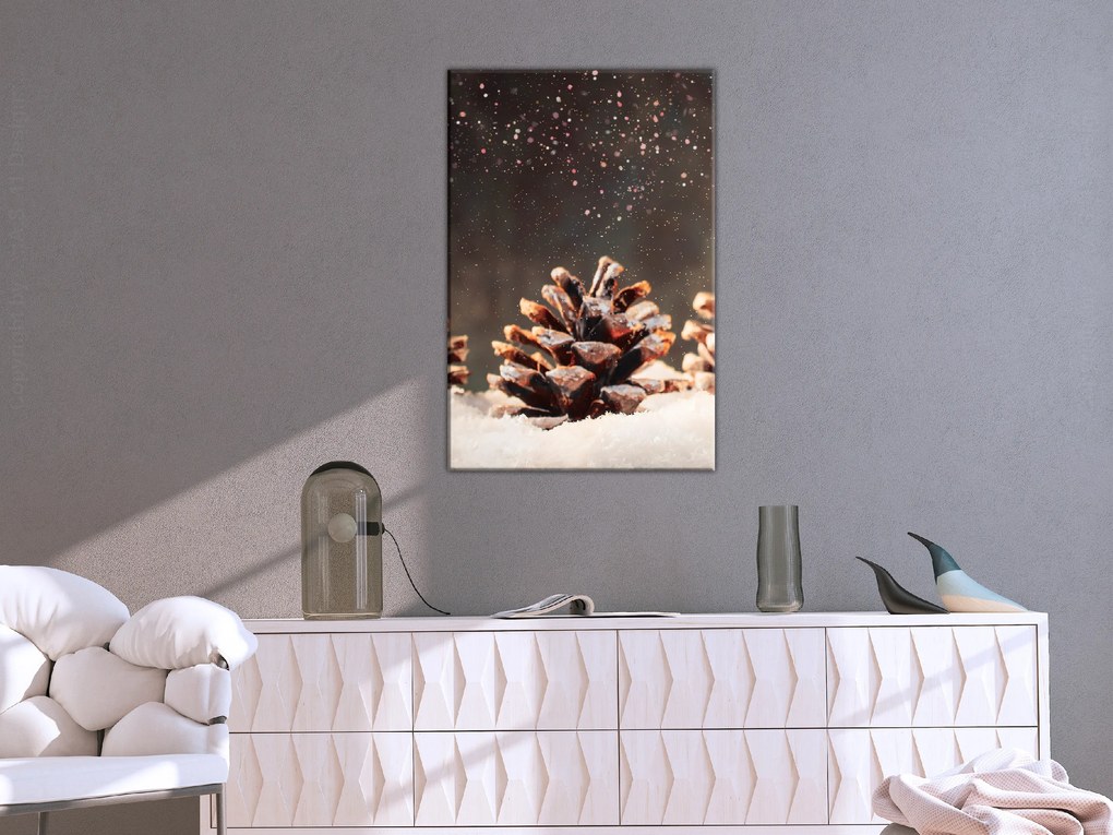 Artgeist Obraz - Winter Pine Cone (1 Part) Vertical Veľkosť: 20x30, Verzia: Premium Print