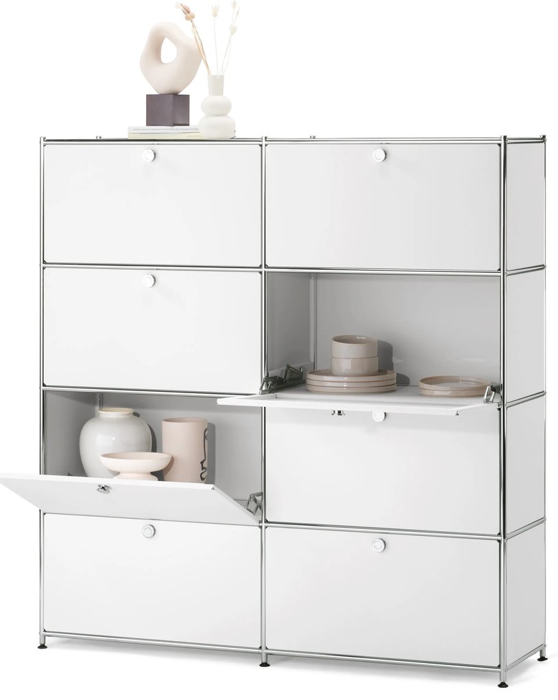 Vysoká komoda »CN3« s 8 výklopnými dvierkami, biela
