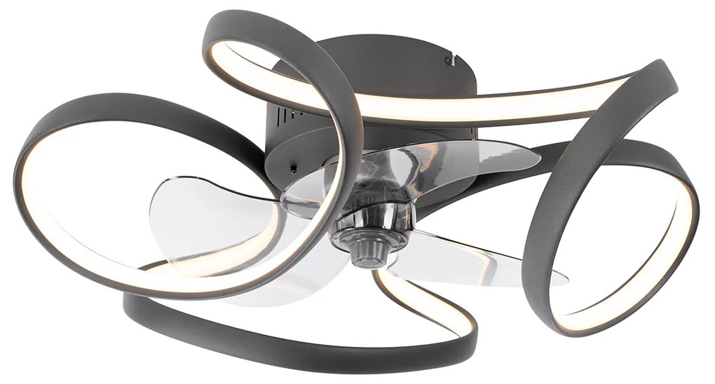 Stropný ventilátor čierny 55 cm vrátane LED stmievateľný s diaľkovým ovládaním - Mandy