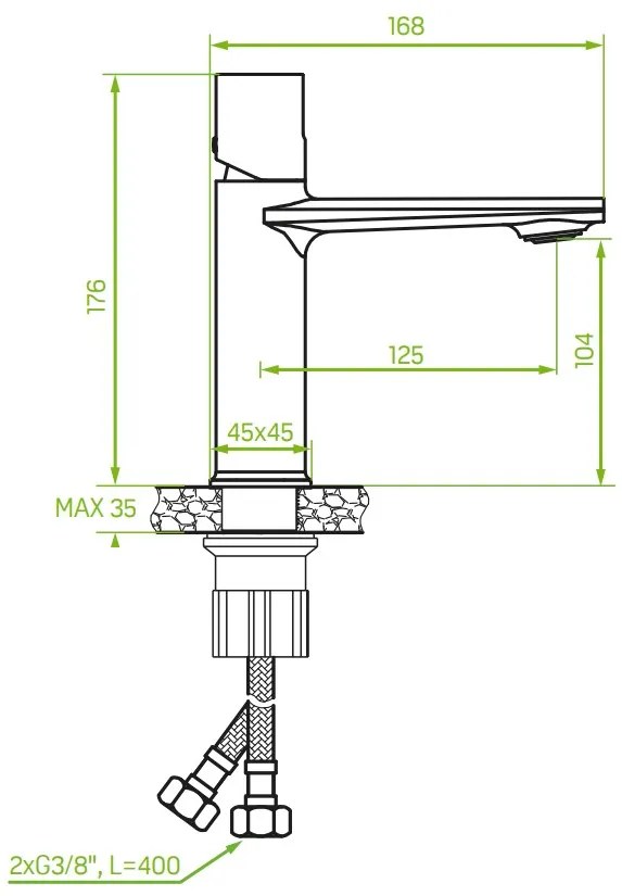 Laveo Tores, umývadlová batéria h-176, chrómová, LAV-BVT_022D