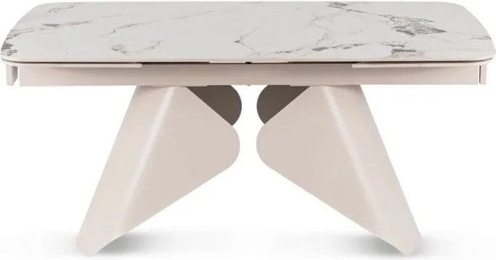 Rozkladací keramický stôl RENATO 160–240 cm Biely mramor/kašmír