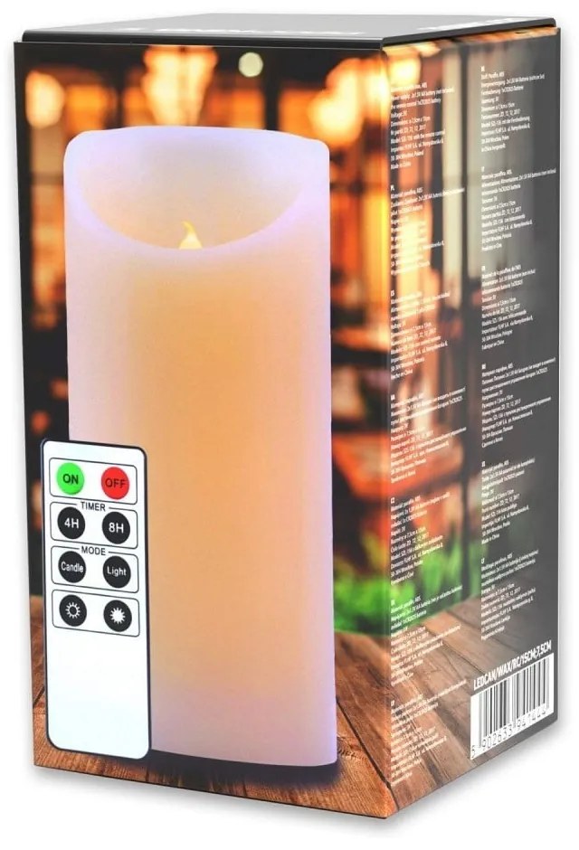 LED sviečka s diaľkovým ovládačom DecoKing Wax, výška 15 cm
