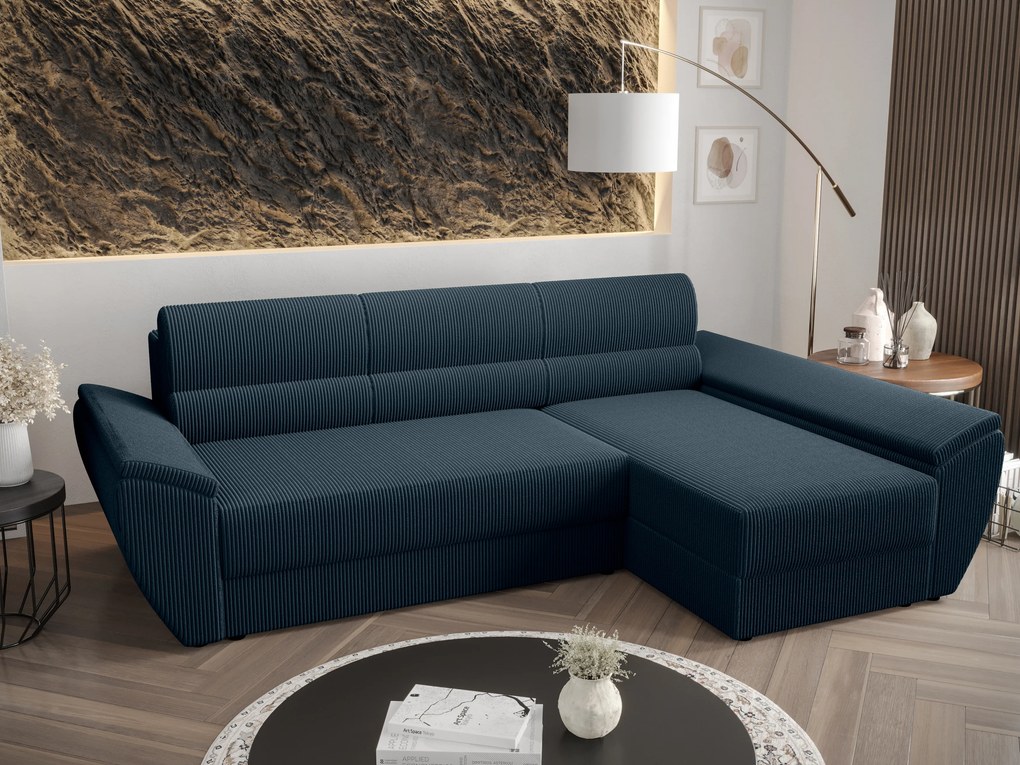 Rohová sedacia súprava Radiant L3 (tmavomodrá) (P). Akcia -20%. Vlastná spoľahlivá doprava až k Vám domov. 1057480