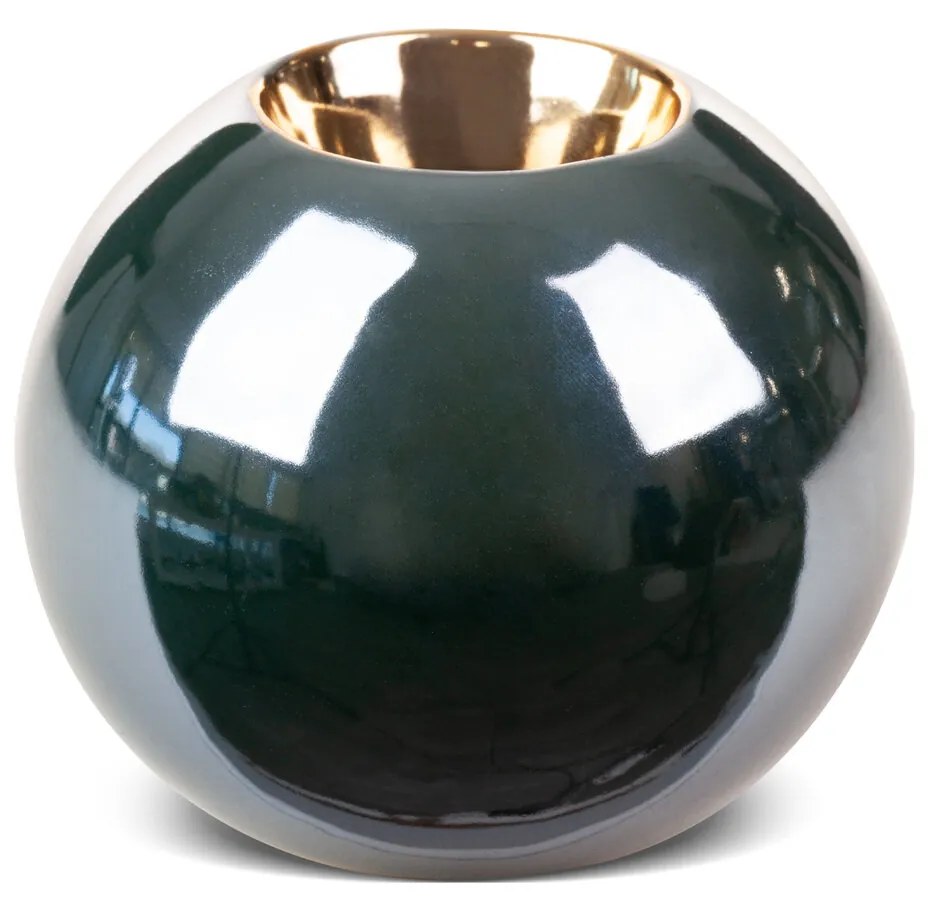 KERAMICKÝ SVIETNIK AMORA 9X8 CM TMAVOZELENÁ