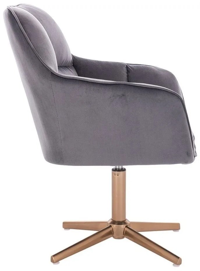 LuxuryForm DESIGN Kreslo AMALFI VELUR na zlatom kríži - tmavosivé