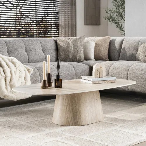 Konferenčný stôl 45-75 Centro 135x70cm 3D Ceramic Travertine - Komfort-nábytok