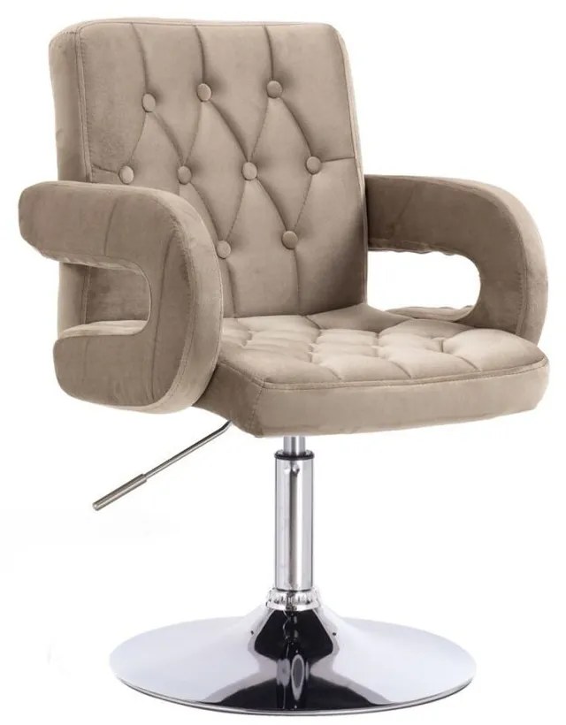 LuxuryForm DESIGN Stolička BOSTON VELUR na striebornom tanieri - latte