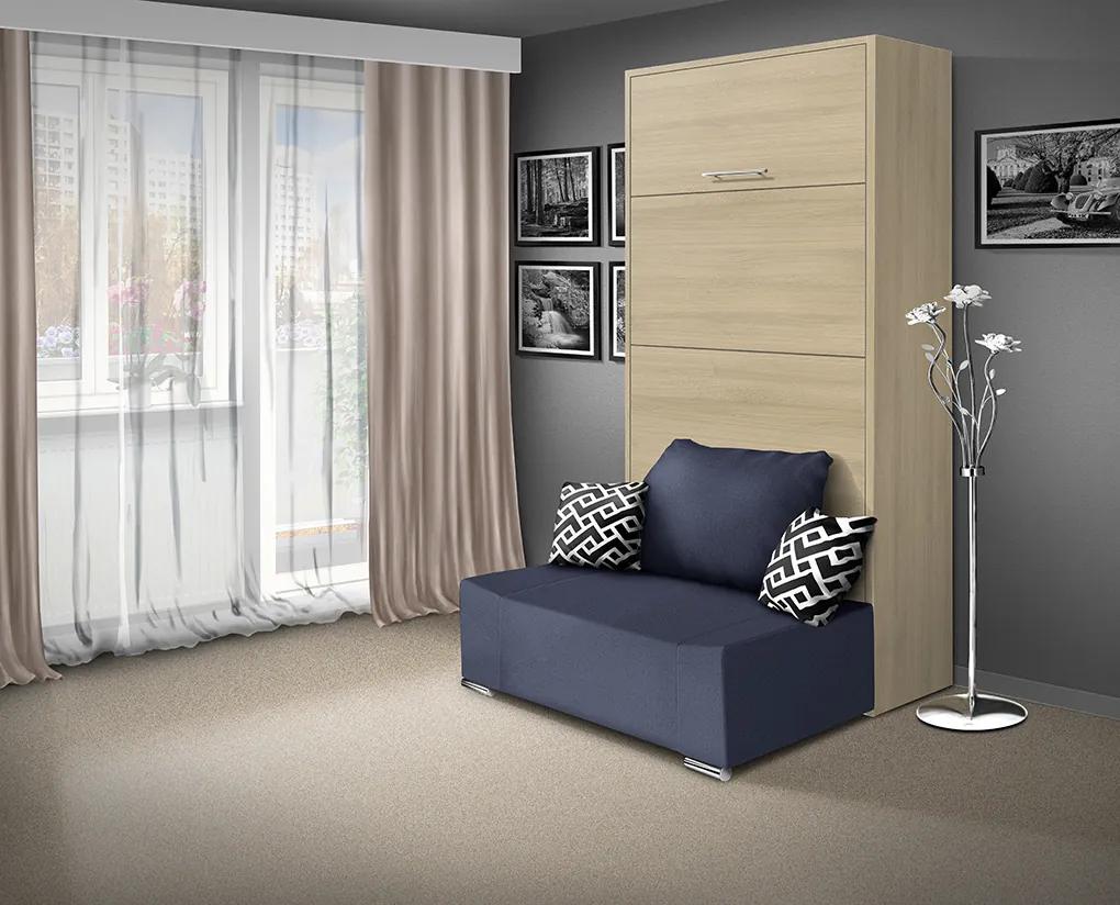 Nabytekmorava Sklápacia posteľ s pohovkou VS 21058P 200x90 farba pohovky: Modrá, Typ farebného prevedenia: Bielá / dvere biele LESK
