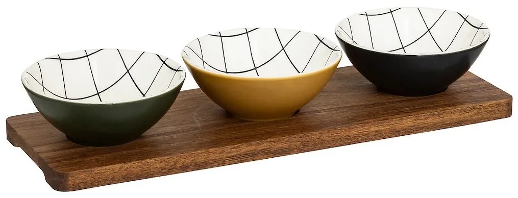 Kameninová servírovacia miska Acacia 37x12,5x6 cm sada 3ks