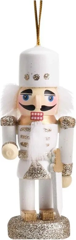 Set závesných luskáčikov v bielo-zlatej farbe 4 ks 9 cm