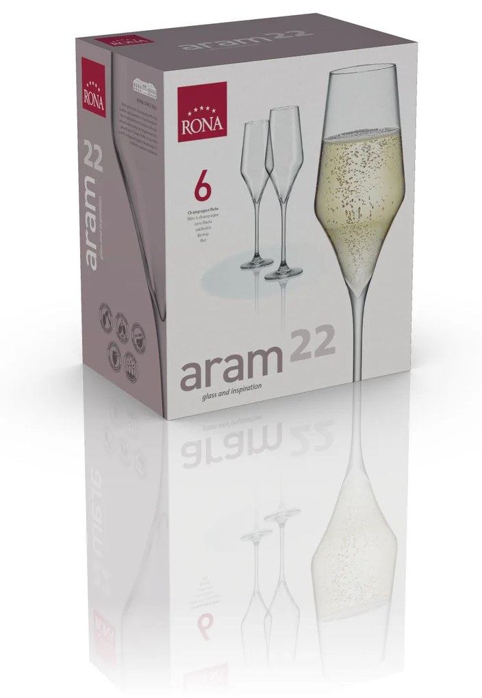 RONA 6 x Pohár na sekt ARAM 220ml