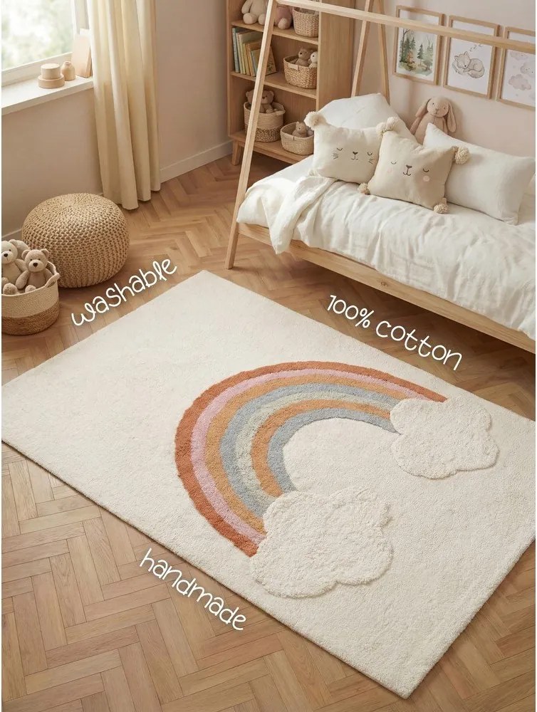 Krémovobiely prateľný/ručne tkaný bavlnený detský koberec 140x200 cm Snuggle Petite – Hanse Home