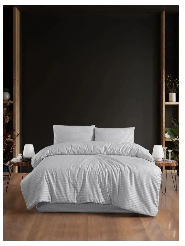 Svetlosivé 4-dielne predĺžené obliečky na dvojlôžko s plachtou 200x220 cm – Mila Home