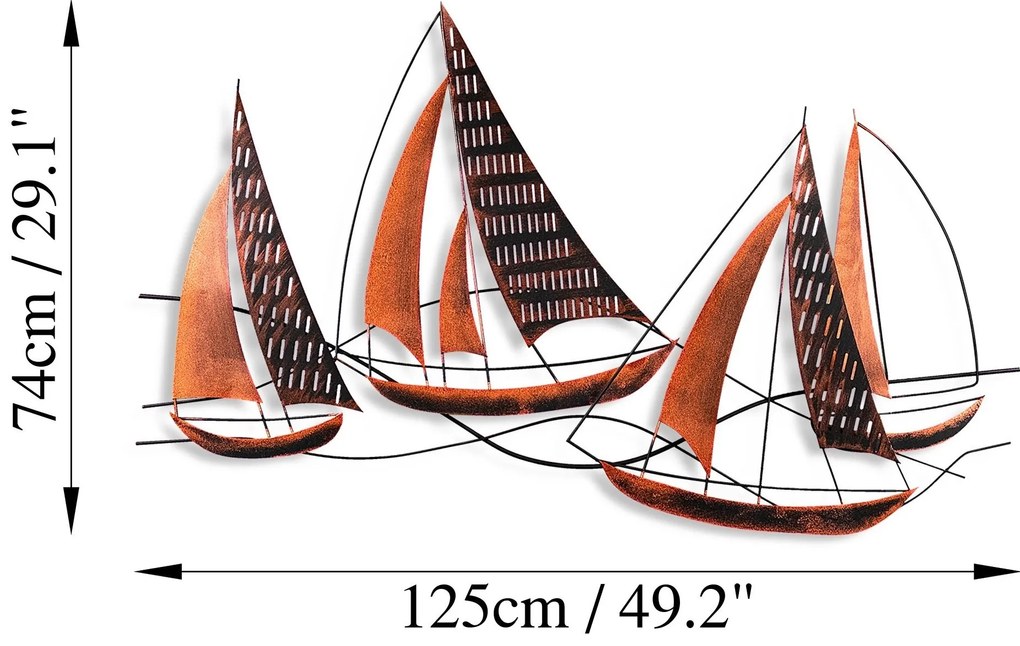 Nástěnná kovová dekorace Barbaros 3 měděná